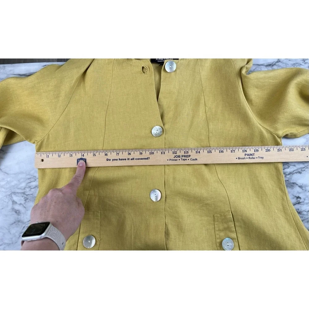 Jones & Co 100% Linen Jacket Poncho Hooded Button Front Swing Lagenlook‎ Sz M